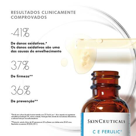 Reduzir oxidacao da pele com Serum Antioxidante com vitamina C pura C E Ferulic de SkinCeuticals