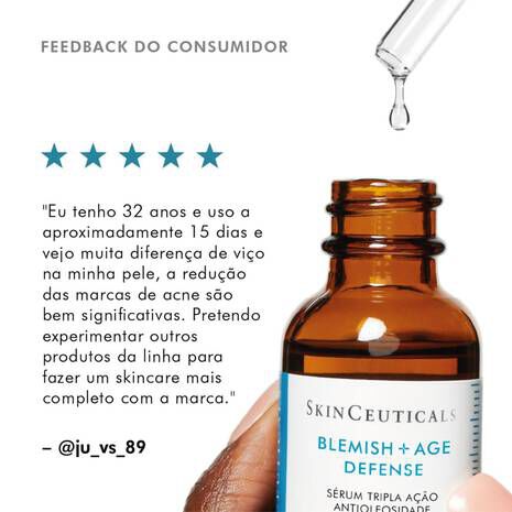 Opinioes dos consumidores do Blemish + Age Defense que ja testaram a aprovaram esse serum de tripla acao 